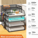 Axyaa Stackable Desk Organizer for Office - Black, 4-Tier Tray for Paper and Accessories