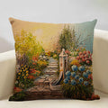 Axyaa Ocean Landscape Flower Sofa Cushion Cover Linen Pillowcase Home Decor