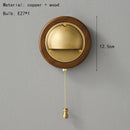 Axyaa Wooden Wall Lamp with Switch, Elegant E27 Bulb in Gold, Silver, or Brass
