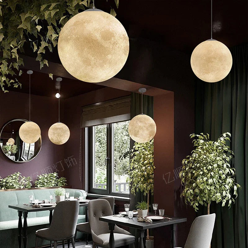 Axyaa Nordic Moon Pendant Lights - Elegant Home Chandelier for Living Room, Bedroom, or Dining Area