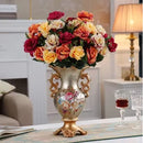 Axyaa European Resin Vase with Artificial Flower Figurines for Home & Office Decor
