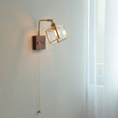 Axyaa Walnut LED Wall Lights Pull Chain Switch Sconce Cube Glass Rotatable Stair Lamp