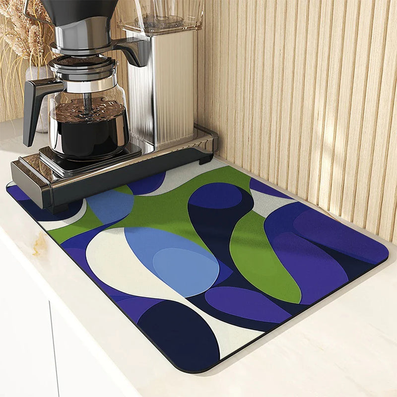 Axyaa Geometric Color Diatom Kitchen Drain Pads - Set of 4