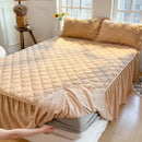 Axyaa Rabbit Velvet Bed Skirt - Simple Solid Color, Double Spell, Autumn and Winter