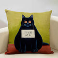 Axyaa Cat and Dog Pattern Cushion Cover 45x45cm Linen Square Pillowcase