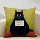 Axyaa Cat and Dog Pattern Cushion Cover 45x45cm Linen Square Pillowcase