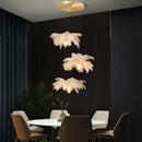Axyaa Ostrich Feather LED Stair Chandelier Glass Hanging Lamps for Villa Hotel Lighting