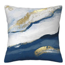 Blue & Gold Marbled Pillow Covers - Axyaa Abstract Pattern Cushion Cover for Sofa, Bedroom & Car