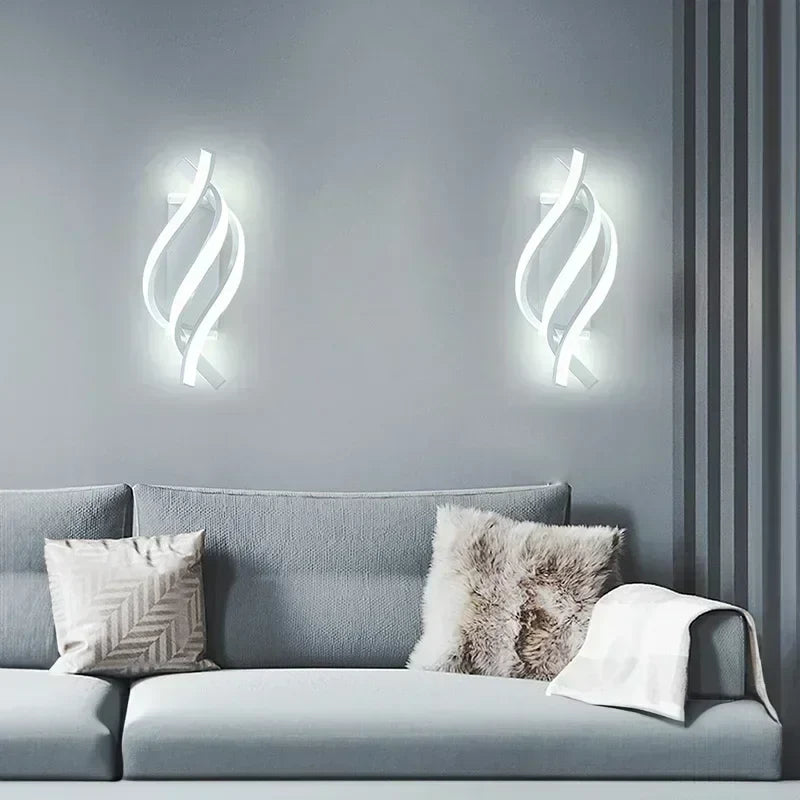 Axya LED Curved Spiral Wall Light for Home Decor Living Room Bedroom Sconce