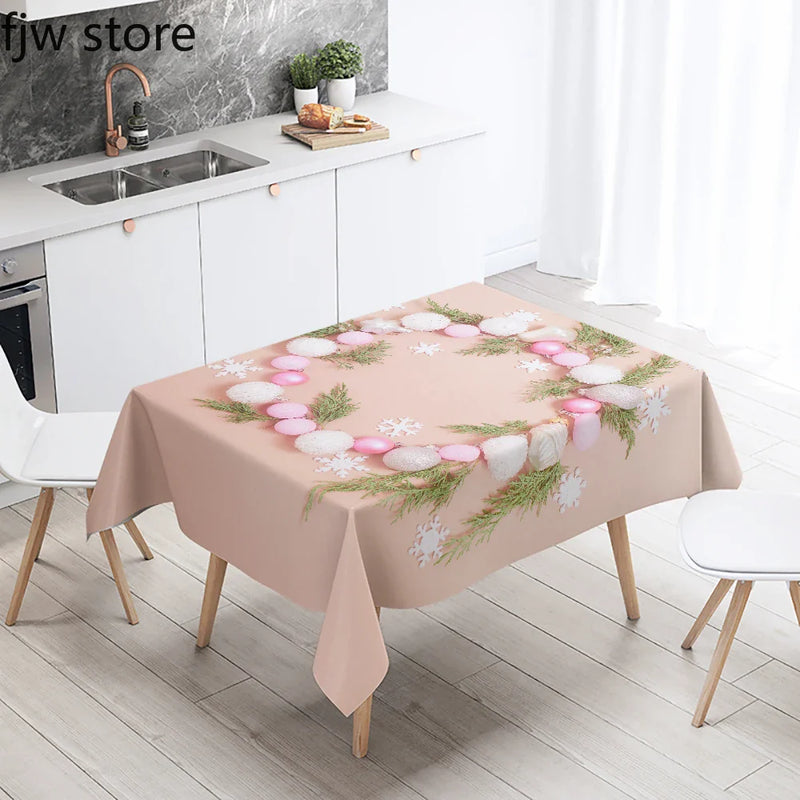 Axyaa Christmas Wreath Tree Tablecloth for Wedding Party Home Decoration