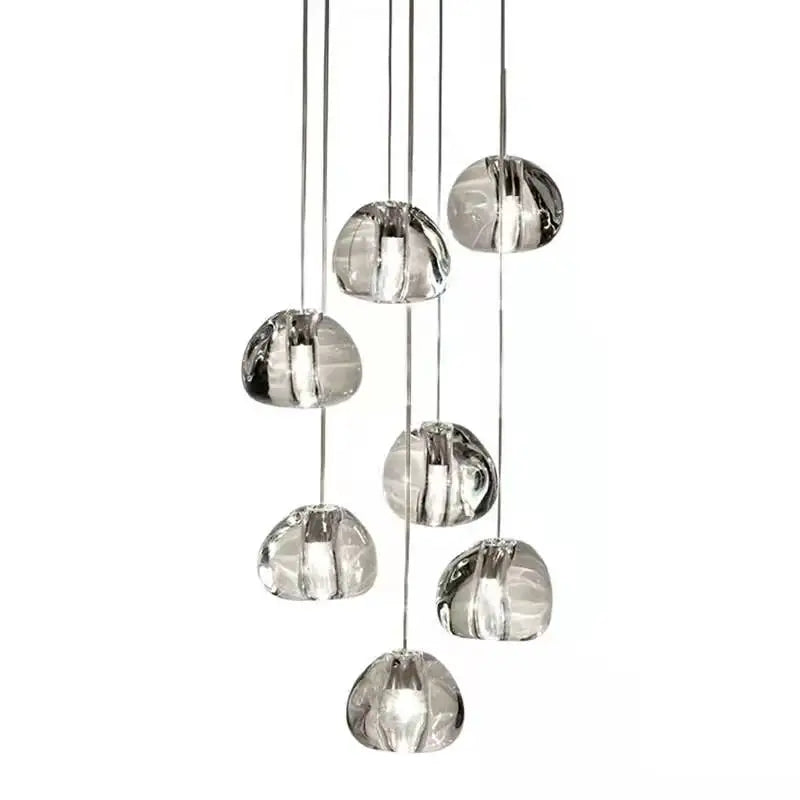 Axyaa Nordic LED Pendant Lights | Suspended Staircase Crystal Ball Decorative Indoor Lighting