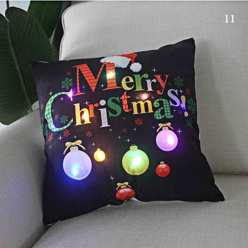 Axyaa LED Santa Claus Cushion Cover: Festive Light-Up Pillowcase for Home Decor