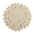 Rattan Straw Wall Hanging Decor by Axyaa - Handmade Round Frame Ornament & Table Mat