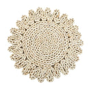 Rattan Straw Wall Hanging Decor by Axyaa - Handmade Round Frame Ornament & Table Mat