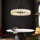 Axyaa LED Crystal Ceiling Lamp Modern Square Dimmable Dining Room Fixture
