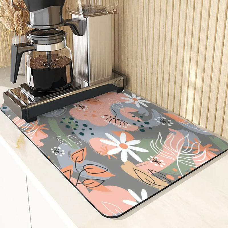 Butterfly Print Table Mat Coaster Set by Axyaa: Kitchen Accessories Absorbent Drying Mat