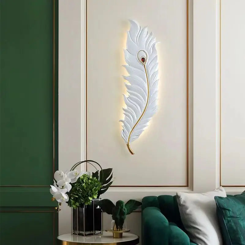 Axya Feather Resin Wall Lamps: Modern LED Wall Sconces for Home Decor