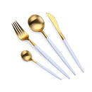 Axya Stainless Steel Cutlery Set with Silicone White Handle Spoon and Fork
