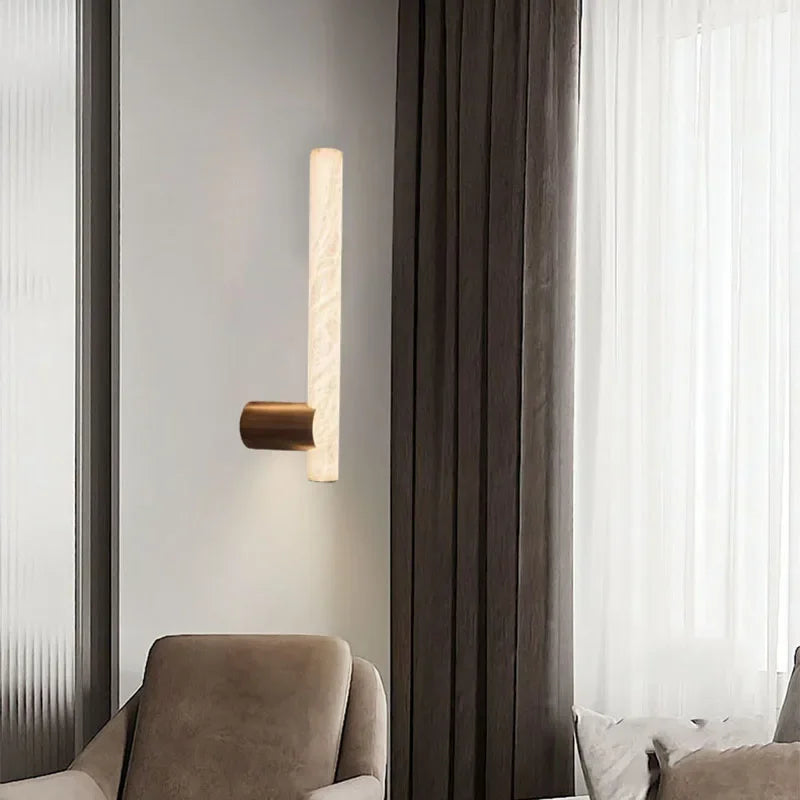 Axyaa LED Marble Copper Wall Lamp for Bedroom & Dining Room