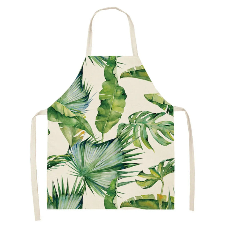 Axyaa Large Leaves Kitchen Ladies' Apron - Tropical Plants Design