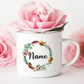 Axyaa Personalized Enamel Flower Mug for Bachelorette Party and Wedding Bridal Shower