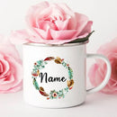 Axyaa Personalized Enamel Flower Mug for Bachelorette Party and Wedding Bridal Shower