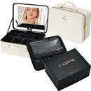 Axyaa LED Mirror Makeup Case|Travel Cosmetic Bag with Dividers & Brush Holder