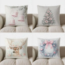 Axyaa Pink Christmas Bells & Pine Branch Pillow Cover for Sofa, Bedroom, Car