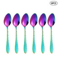 Axyaa 24pc Colorful Stainless Steel Tableware Set for Family & Restaurant