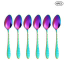 Axyaa 24pc Colorful Stainless Steel Tableware Set for Family & Restaurant