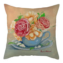 Axyaa Natural Flower Bird Linen Cushion Cover ��� Decorative Pillow Cases