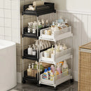 Axyaa Wheeled Storage Rack, Tiered Organizer, Space-Saving Shelf for Home & Kitchen