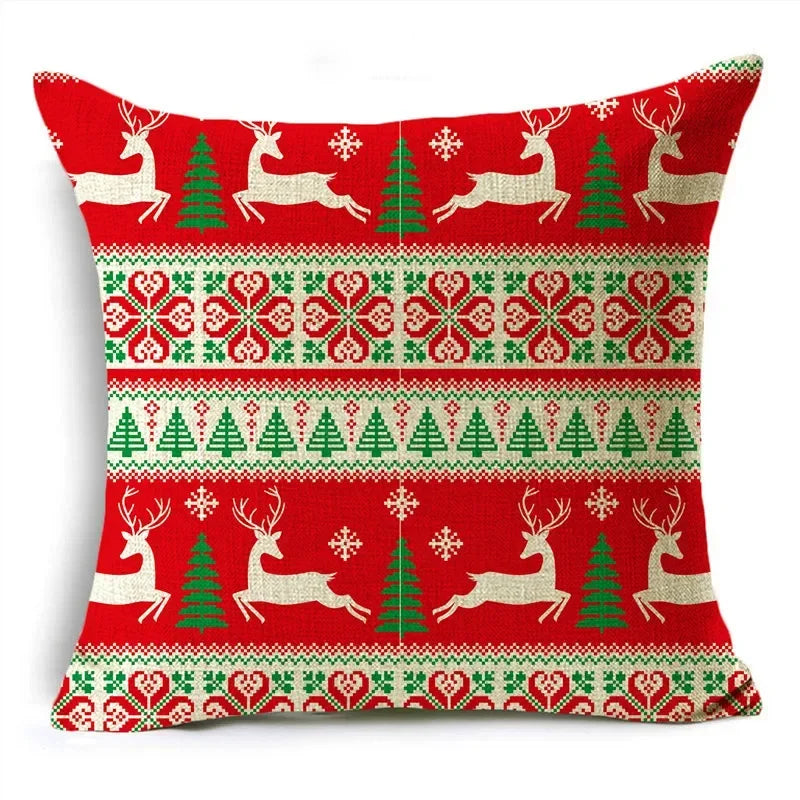 Axyaa Christmas Linen Pillowcase 45x45cm - Festive Home Decor & Gifts