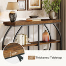 Axyaa Industrial 3-Tier Console Table with Metal Frame and Storage Shelves