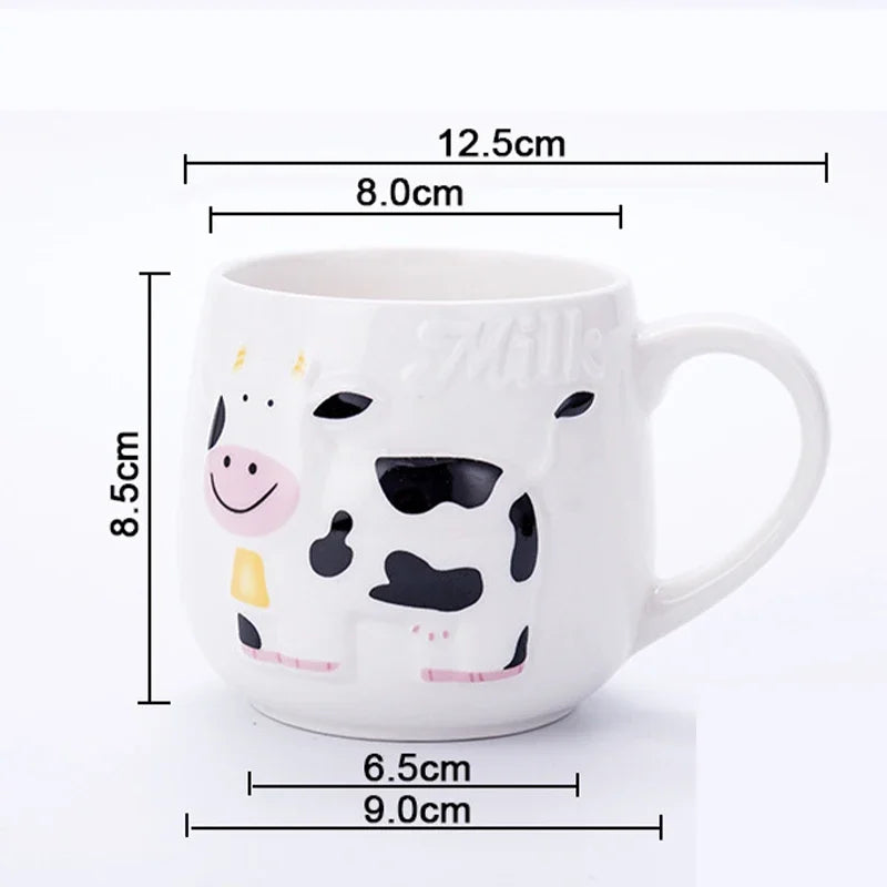 Axyaa 3D Animal Ceramic Mug - Cute Cow Design for Coffee Tea Juice Milk