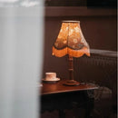 Axyaa Wooden Base LED Desk Lamp with Fabric Lampshade for Home and Restaurant Decor