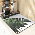 Axyaa Leaves Print Silicone Placemats - Absorbent Kitchen Dish Mat