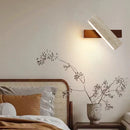 Axyaa Wood Yellow Travertine Stone LED Wall Lamp Wabi Sabi Design