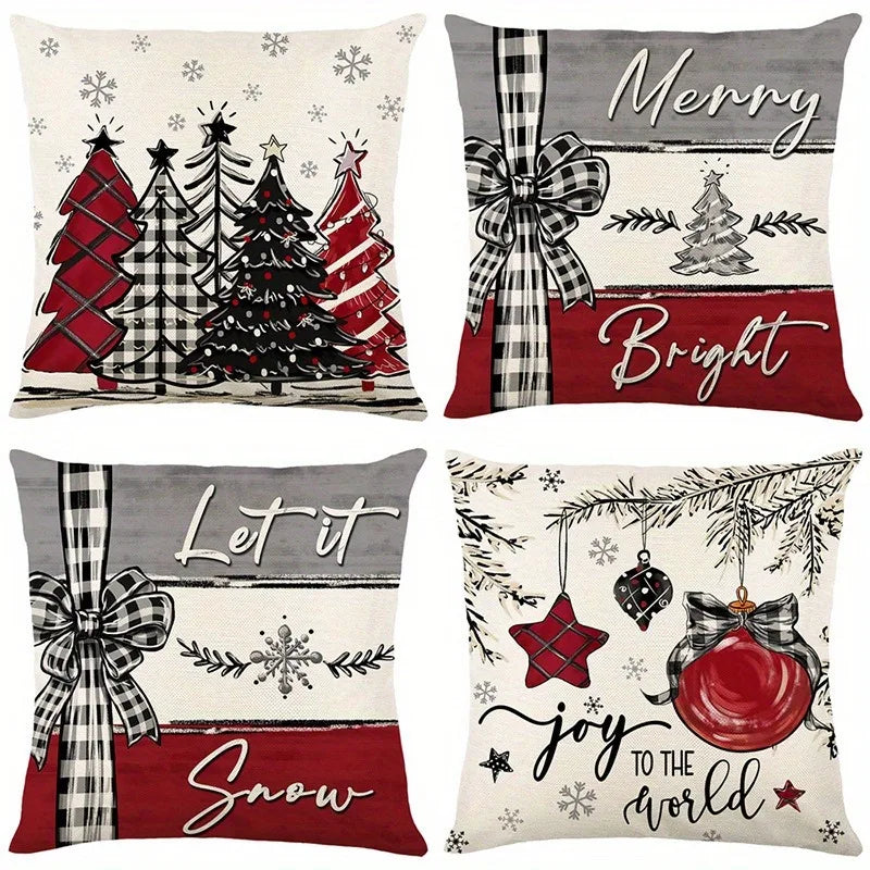 Axyaa Christmas Tree Bow Pillowcase: Country Style Sofa Cushion Suite