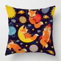 Axyaa Linen Fox Sofa Cushion Cover 50x50 Square Home Décor Pillowcase
