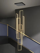 Axyaa Black LED Stairs Chandelier - Nordic Minimalist Luxury Ceiling Lamps