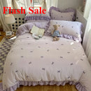 Axyaa Bow Lace Milk Fleece 4-Piece Set Coral Fleece Winter Bedding