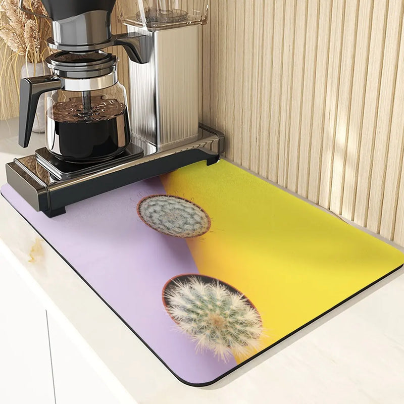 Axyaa Cactus Silicone Coasters Set for Kitchen Table - Absorbent Drying Mat