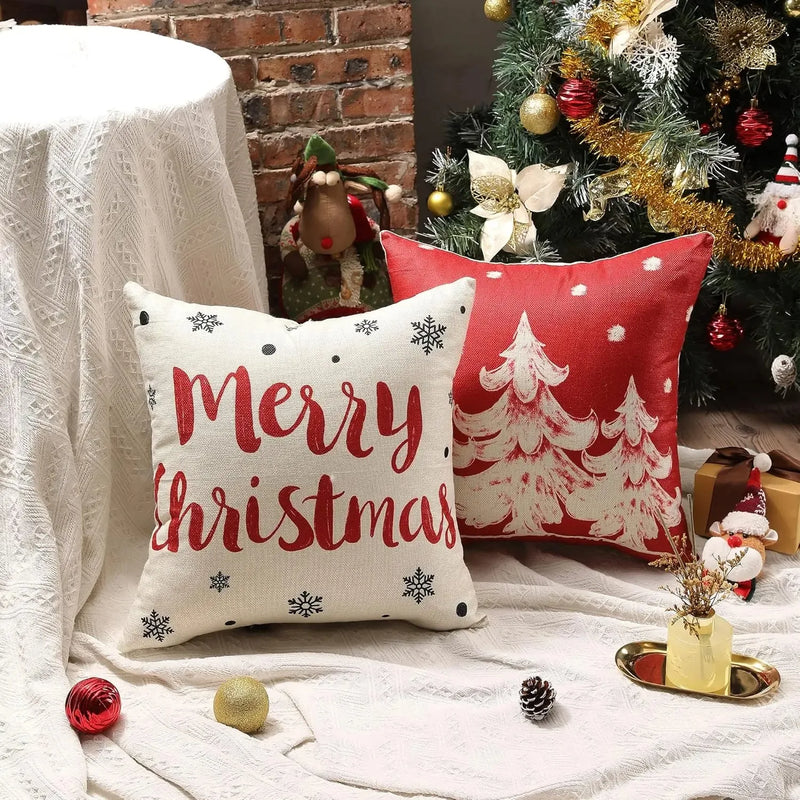 Axyaa Christmas Holiday Decoration Pillowcase Snowman Tree Design Suite Home Gift