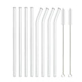 Axyaa Glass Straws Set - Reusable Straight Drinking Straws for Bubble Tea, Smoothies, Cocktails
