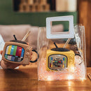 Axyaa 3D TV Shape Ceramic Coffee Mugs with Cover - Retro Drinkware & Household Cup