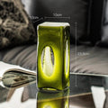 Axyaa Luxury Green Glass Vase for Living Room Decor, Retro Tulip Rose Arrangement