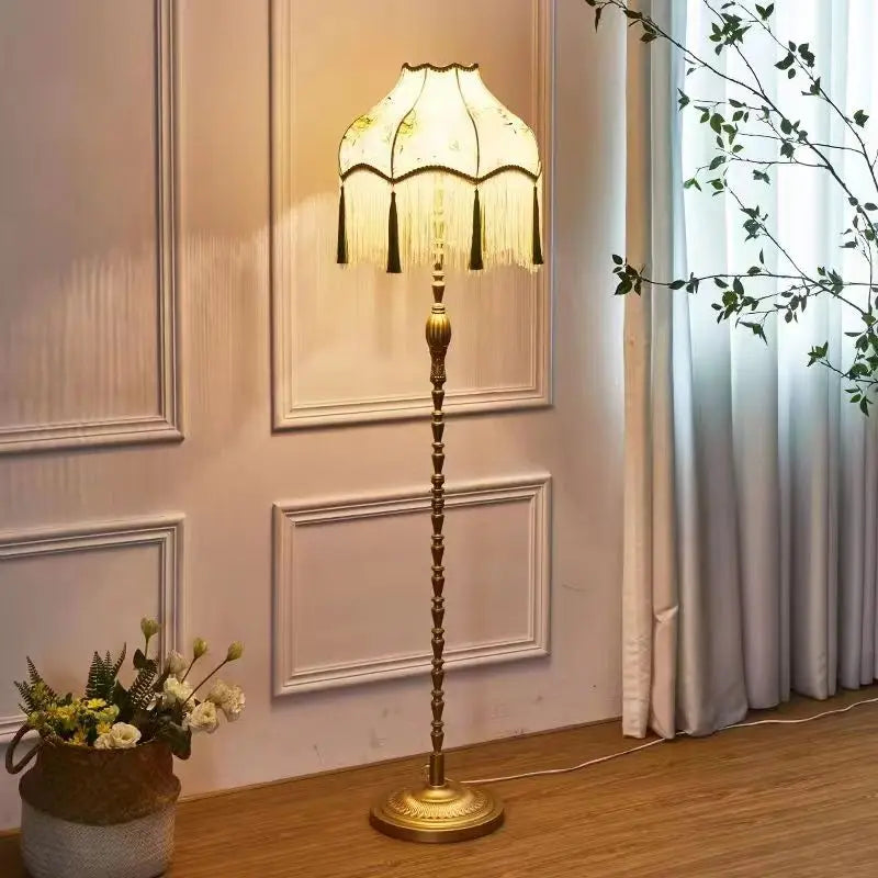 Axyaa European Retro Tassel Floor Lamp for Living Room & Bedroom