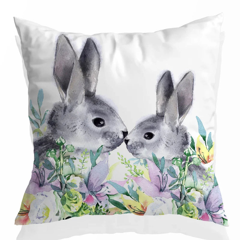 Spring Peach Rabbit Cushion Cover 45x45cm for Sofa Decor, Car, Bedside - Axyaa