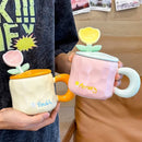 Axyaa Hand-Painted Flower Ceramic Tea Cup - Creative Gift for Her